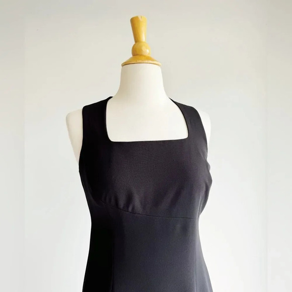 🖤 Vintage Liz Claiborne Black Dress – Classic Square Neck Midi (6) - Picture 3 of 8